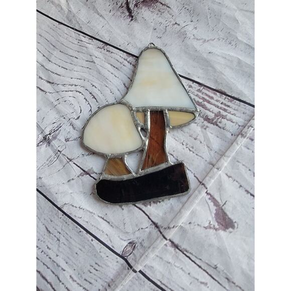 Vintage Mushrooms Stained Metal Glass Sun Catcher - Picture 3 of 5